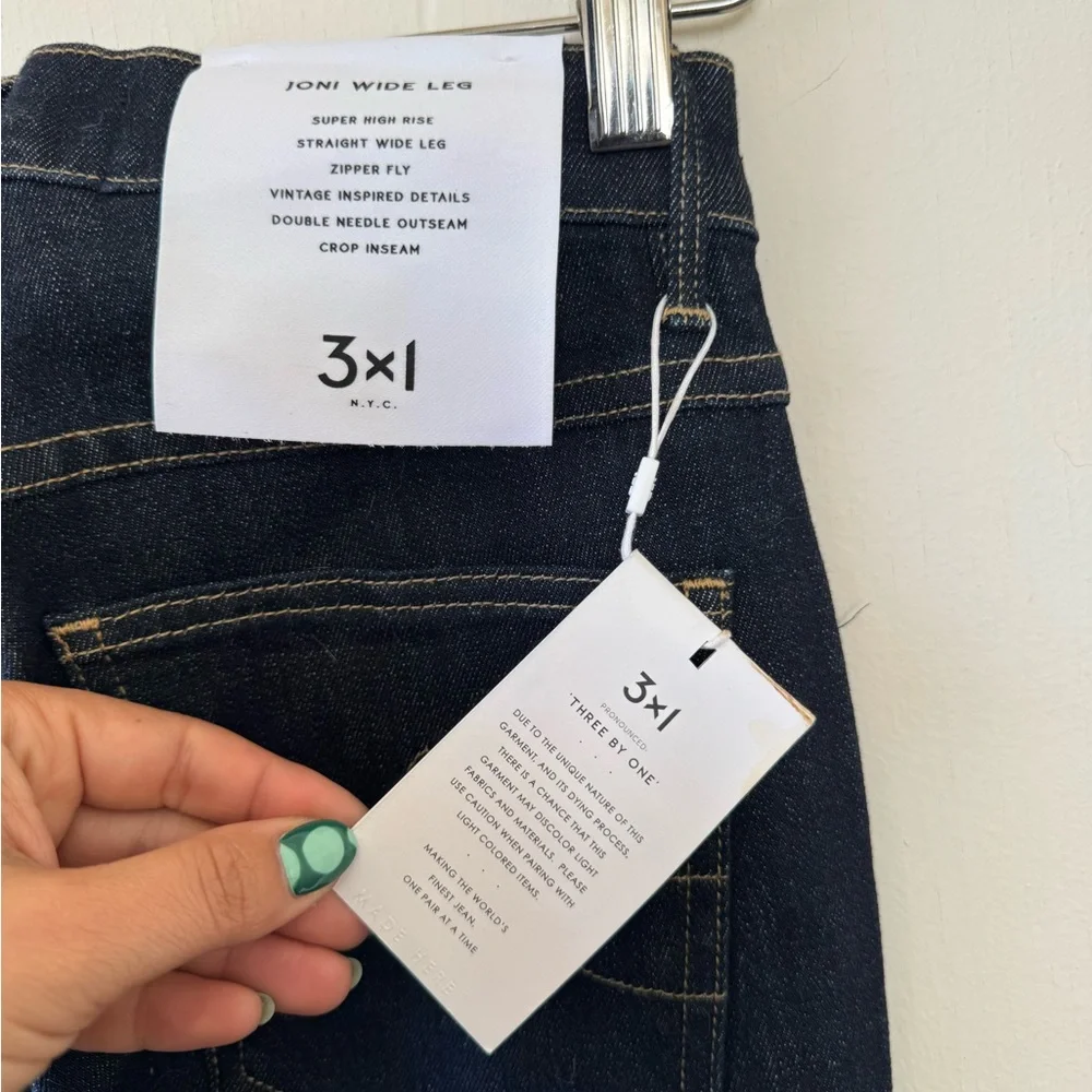 3X1 NYC Joni Straight Wide Leg Dark Wash High Rise Jeans 4W 24 Three By One - Picture 5 of 8